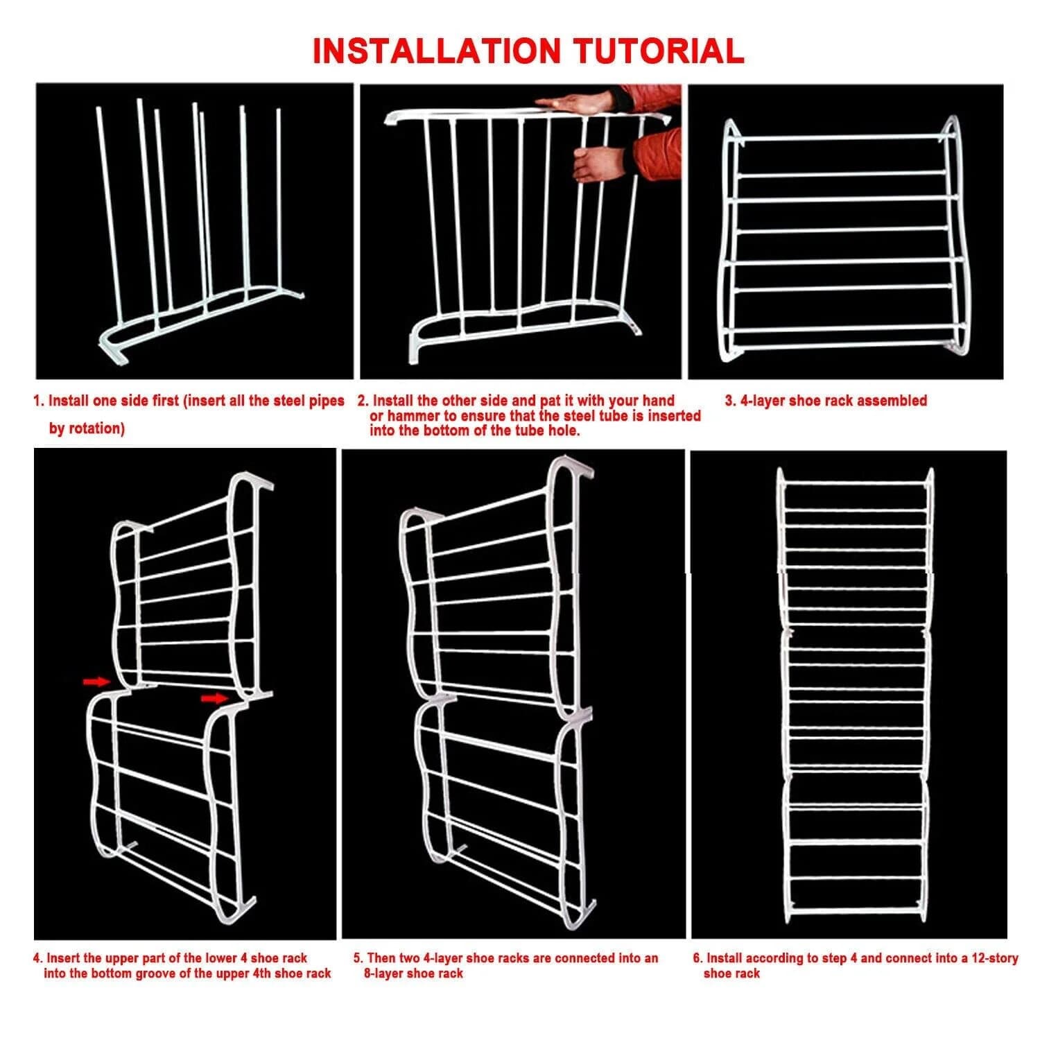 Durable 36 Pair Shoe Storage Organizer, Hanging Shoe Rack With 12 Tier Shelves