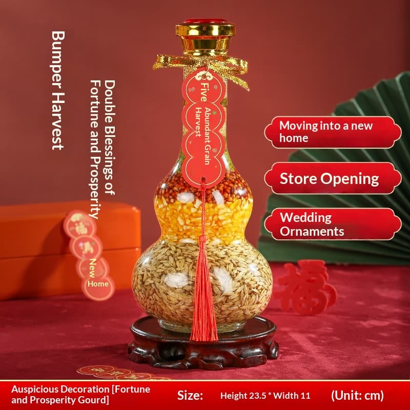 Joyful Housewarming Set With Abundant Grains, Decoration And Ornaments For The New Home, Decoration For The New Home, Opening Ceremony For The New Home, Clean House, Large Size, Golden Cover, Gourd