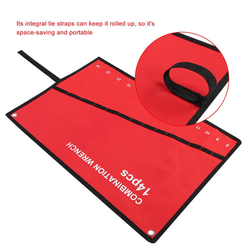 25 Pocket Canvas Spanner Wrench Storage Bag Tool Roll Up Organizer Pouch Case.
