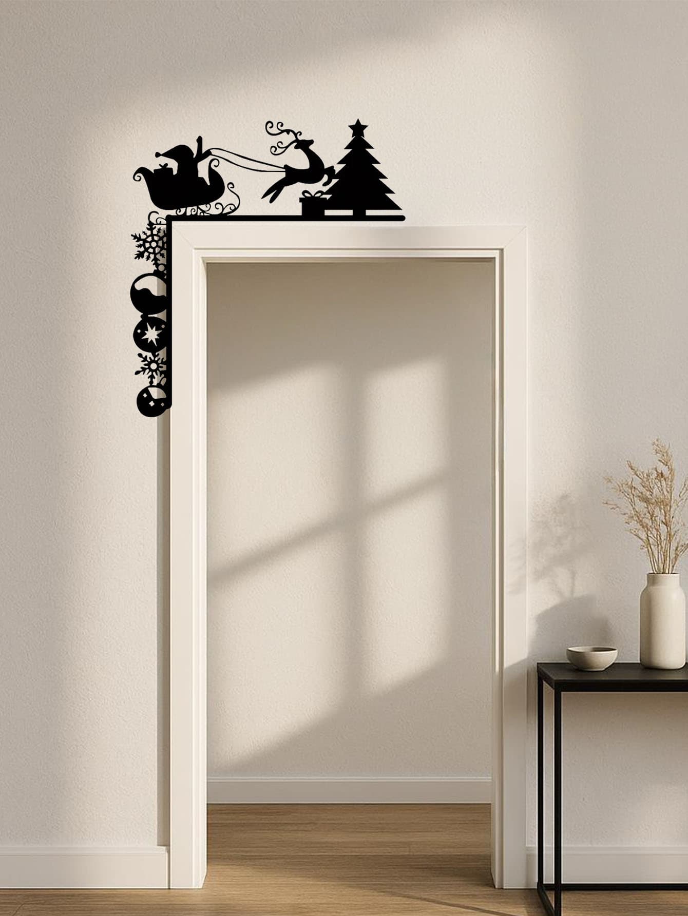 Cozy Christmas Sleigh Wall Decals - Removable Holiday Stickers For Doors