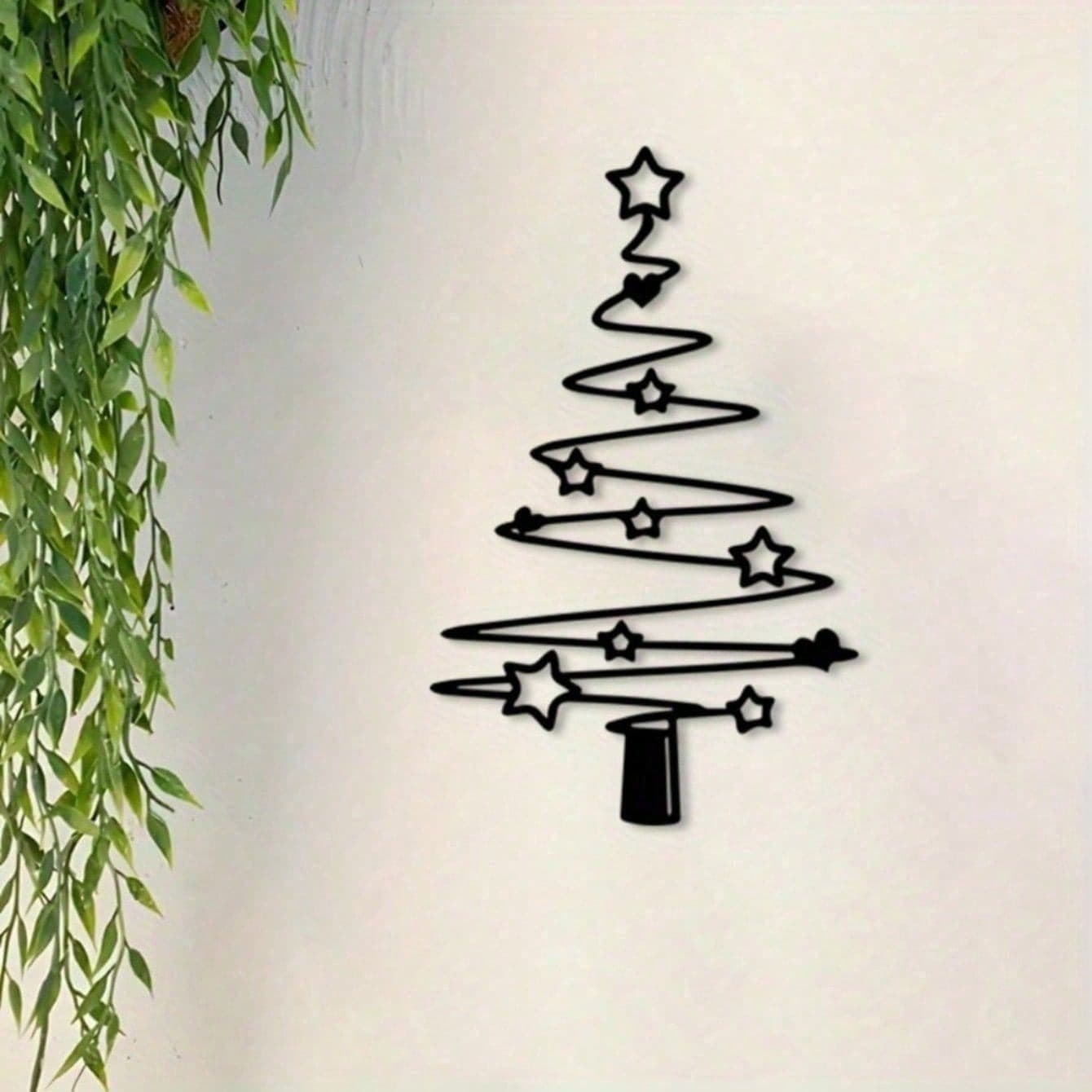Vintage Minimalist Metal Christmas Tree Wall Art - Rustproof Indoor