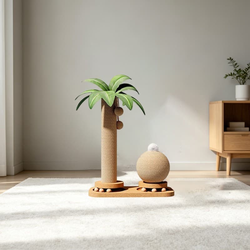 Cat Tree Tower Scratcher With Sisal Poles & 2 Dangling Balls A