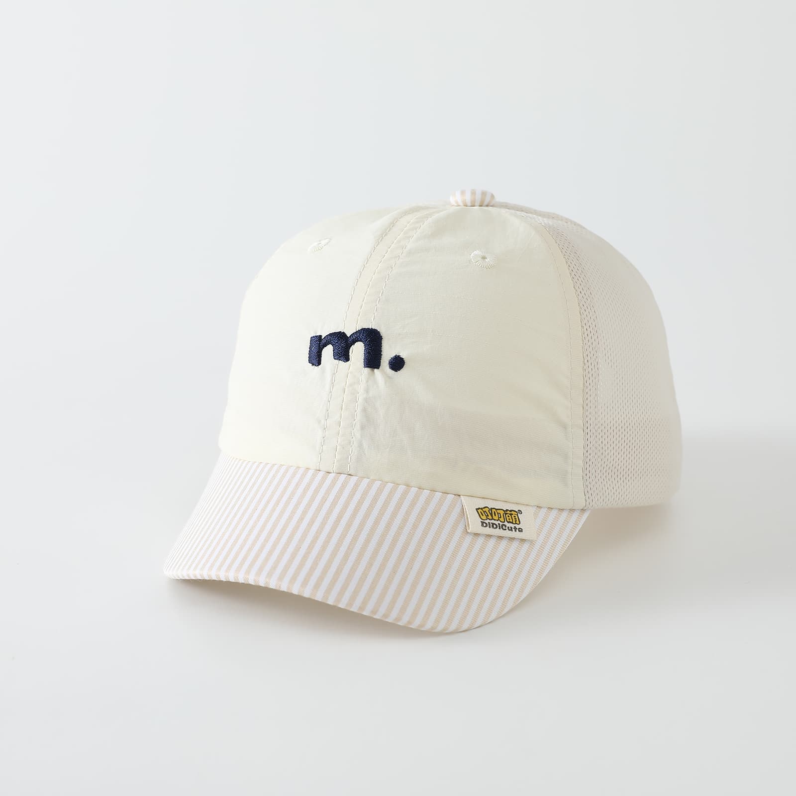 Summer Boys And Girls' Mesh Baseball Cap With Simple Letter Embroidery And Striped Brim, Perfect For Outdoor Outings And Versatile For Various Occasions.