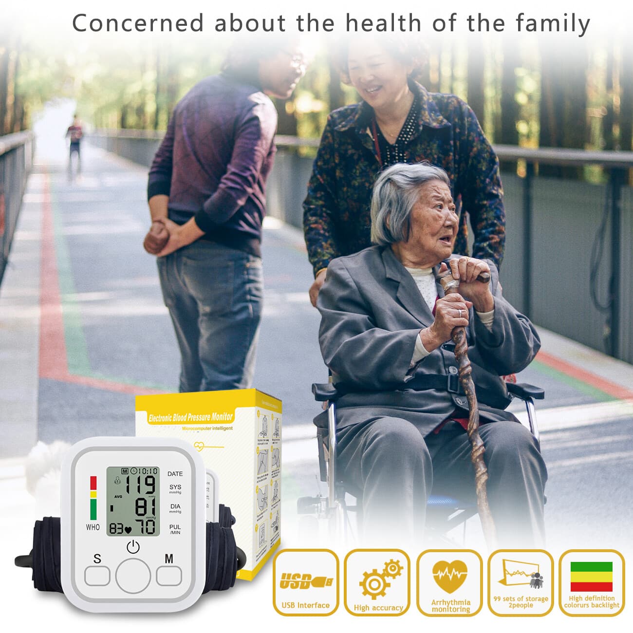 Automatic Digital Blood Pressure Monitor Upper Arm Machine Pulse Meter Cuff LCD