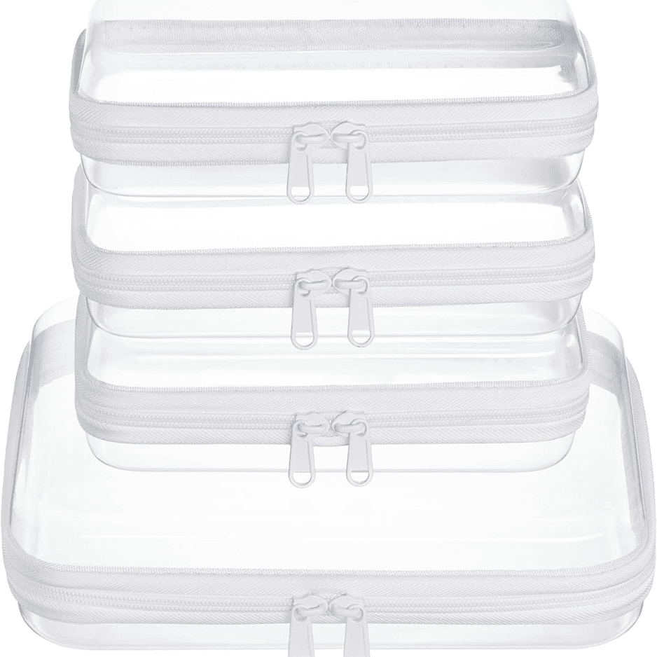 Clear Zipper Pouches, Hard Shell Zipper Case M,3S Toiletry Bag For Travel, CLear Diaper Bag, Toiletry Pouch, Travel Organizer, Cosmetic Bag, Toy