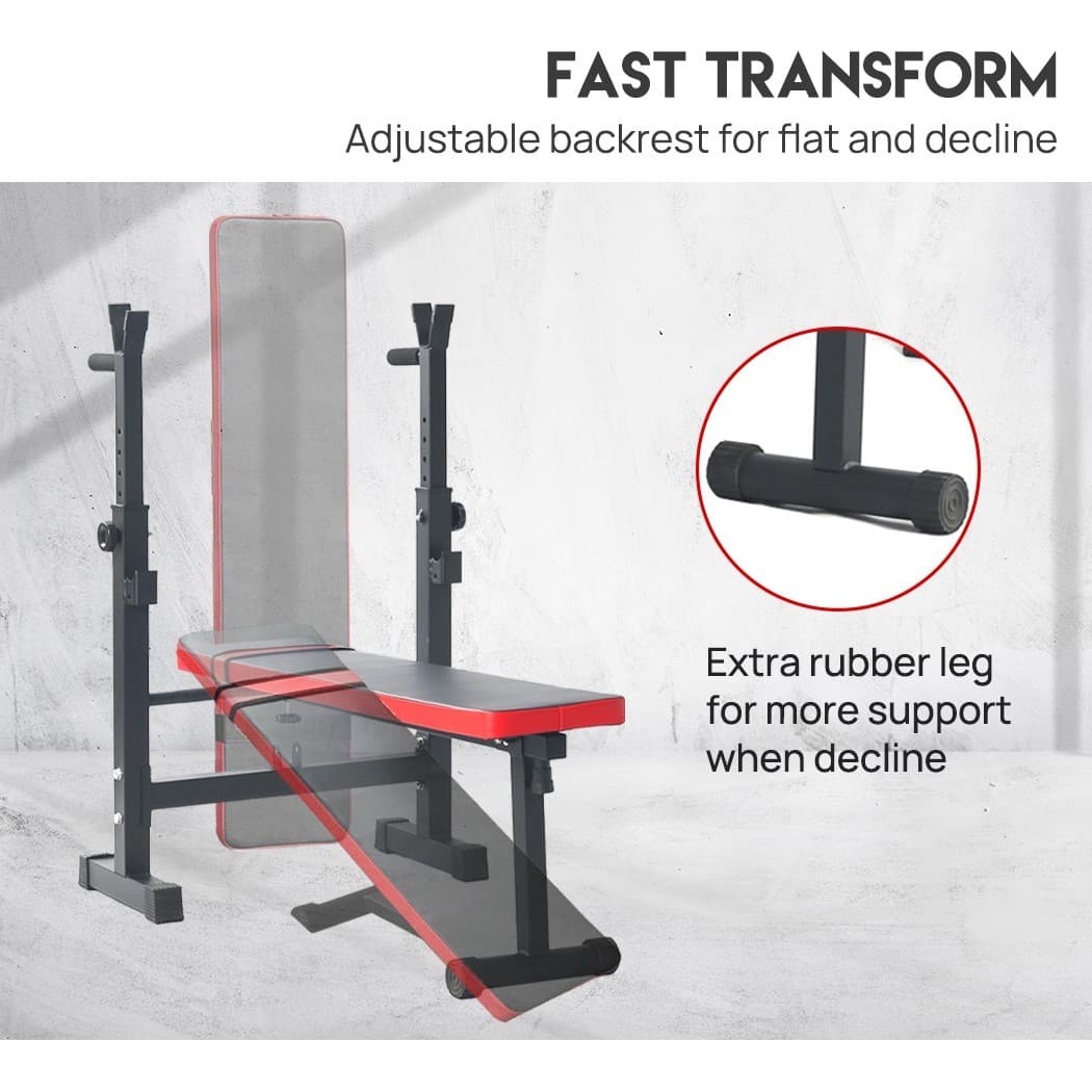 Adjustable Weight Bench With Dip Station Foldable Home Gym Training Bench