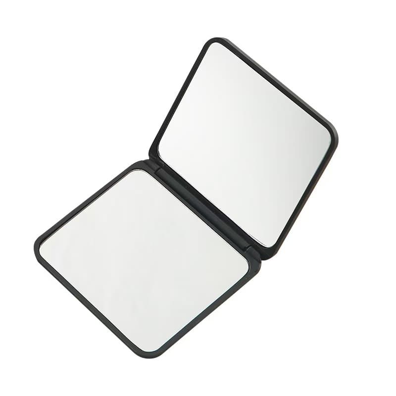 Black Compact Mirror, Hot Stamping Folding Mirror, Mini Portable Cosmetic Mirror, Student Pocket Double-sided DIY Makeup Mirror