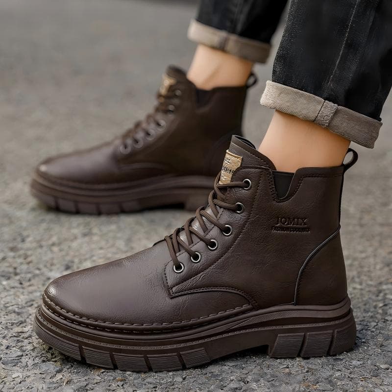 Men's Autumn High-top Martin Boots, British Style Casual Leather Shoes, Anti-slip Wear-resistant Short Work Boots