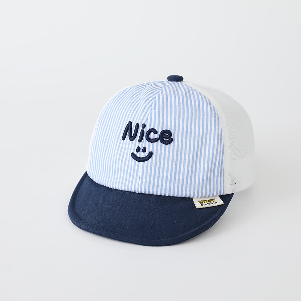 Summer Children's Embroidered Letters Soft Brim Velcro Striped Baseball Cap Is Suitable For Babies For Outdoor Play And Sun Protection.