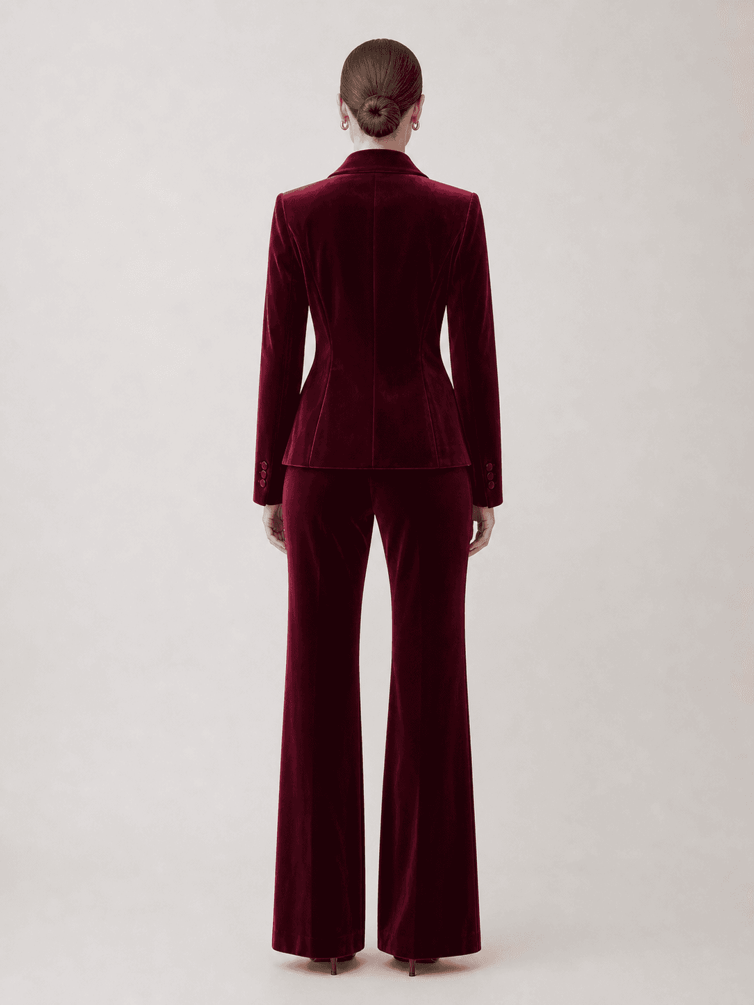 Lucia Wine-Burgundy Velvet-Look Suit Set