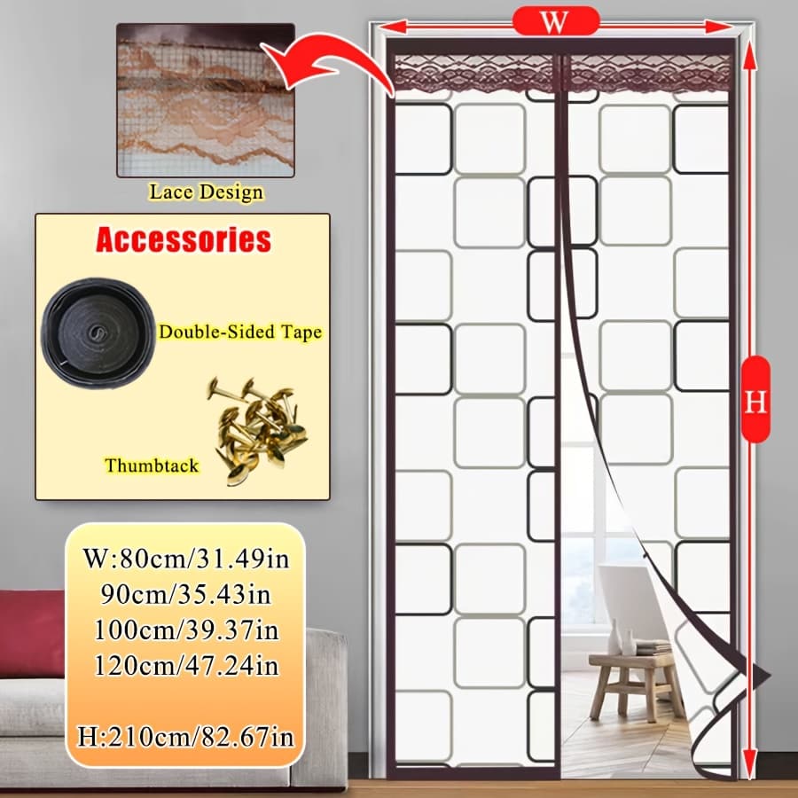 Magnetic EVA Air Conditioner Insulation Door Curtain, Lace Top Windproof Thermal Seal Screen Door, Weighted Bottom Hands Free Auto Close Door Screen, Anti Mosquito Energy Saving Partition Curtain For