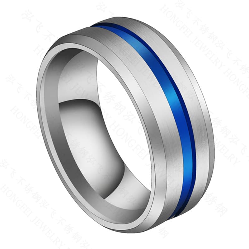 8mm Stainless Steel Brushed Groove Band Ring Unisex