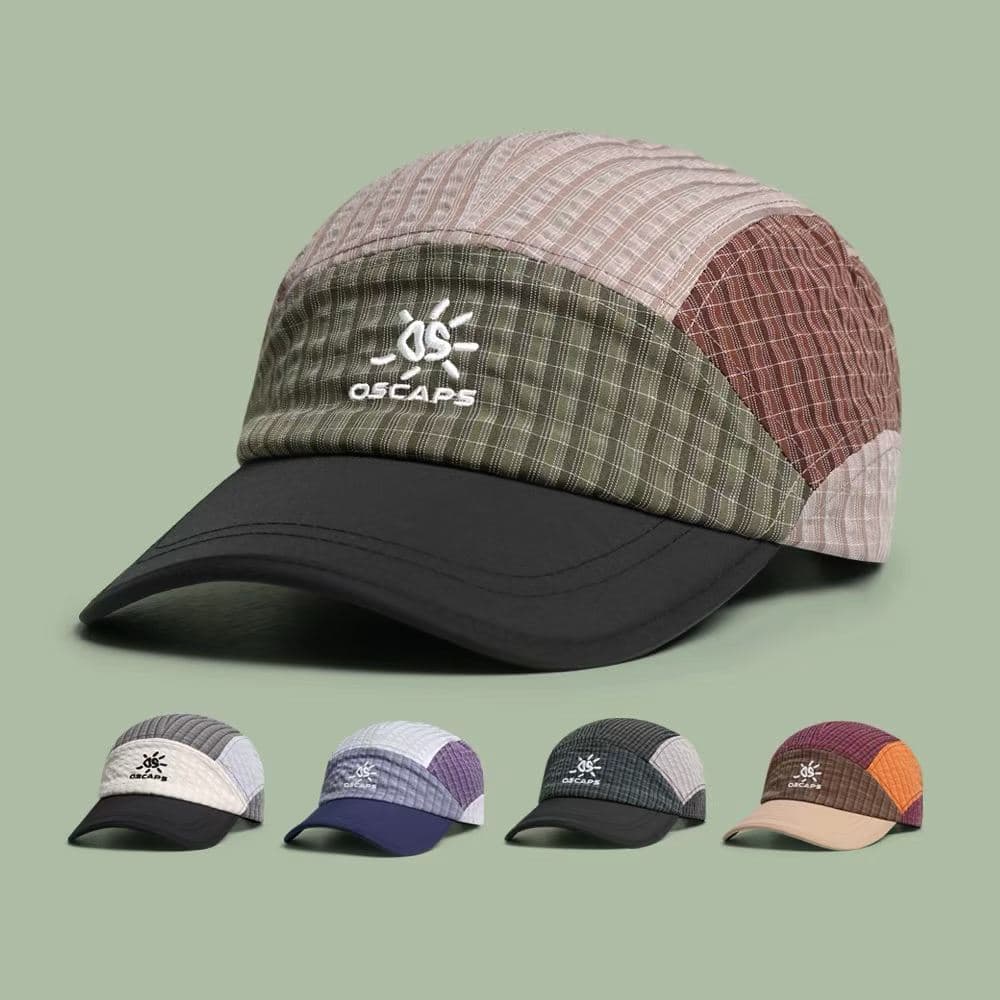 American-style Vintage Patchwork Checkered Embroidered Letter Baseball Cap, Waterproof Soft Top, Quick-drying Brimmed Hat, Outdoor And Casual Sun Protection Hat