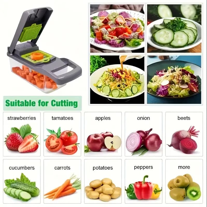 16-in-1 Vegetable Slicer Chopper Food Onion Chopper Veggie Cutter Dicer Kitchen.