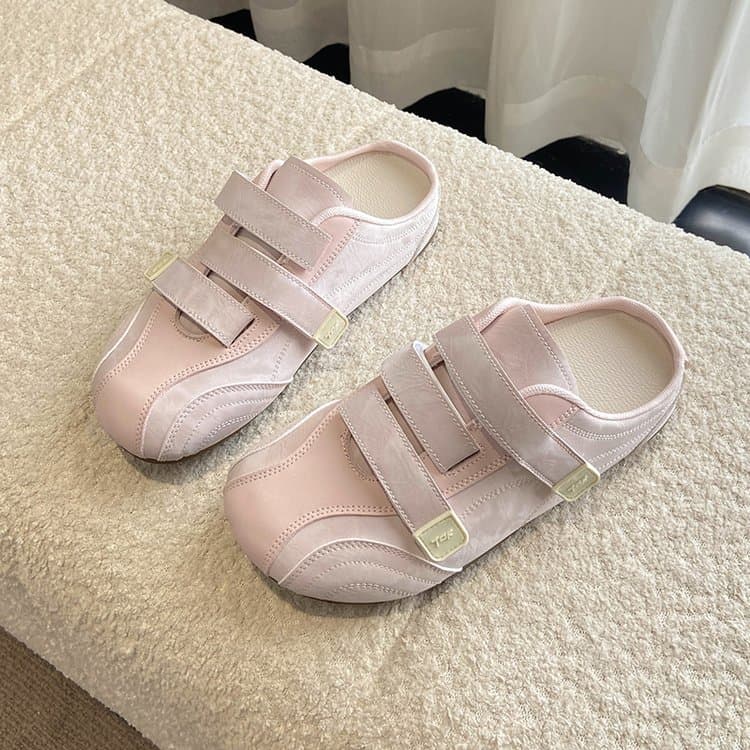 Women's French Petite Platform Closed Toe Mules, 2026 New Summer Outer Wear Soft Sole German Trainer Style Slides For Dresses