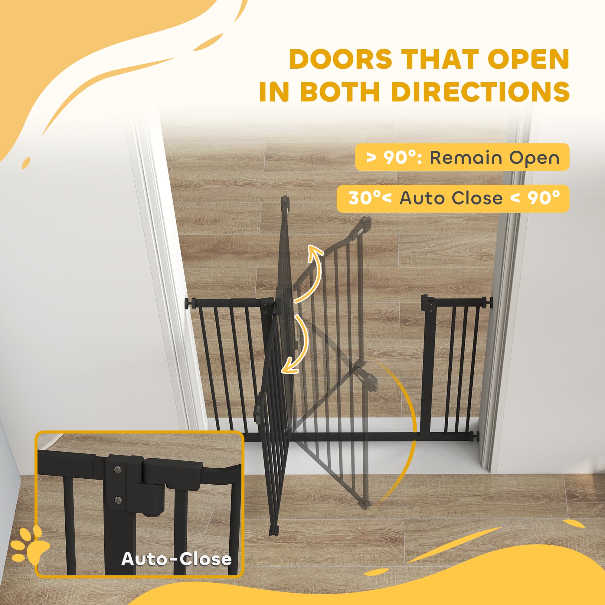 Metal Material, 74-100 Cm Adjustable Pet Safety Door With Automatic Closing