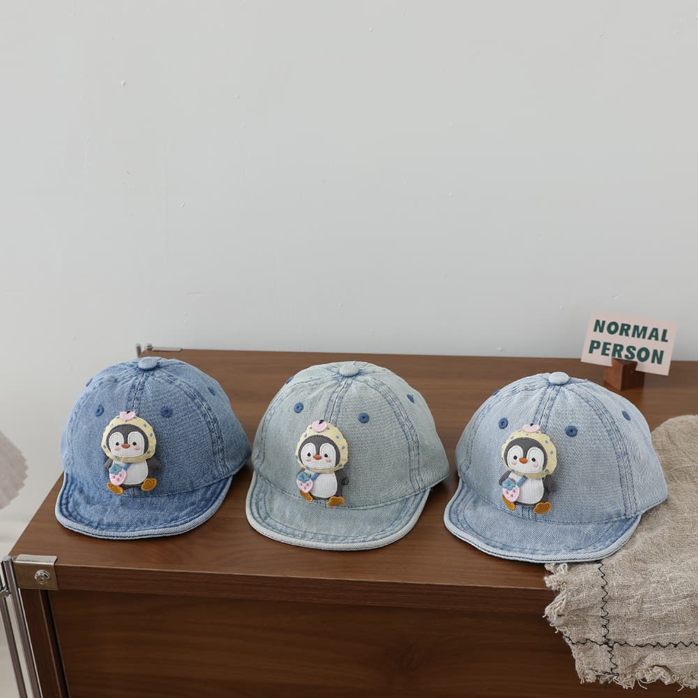Cartoon Three-dimensional Penguin Children's Cowboy Baseball Cap - Washed Soft Brim Baby Duckbill Hat - Outdoor Outing Hat