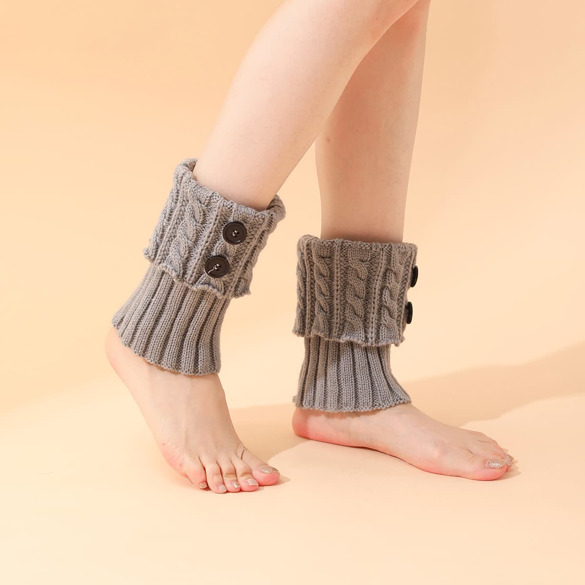 Thick Acrylic Over-Knee Flip Socks Short Twisted Button Foot Cover Boots Warm Leg Decoration Women's Socks Legwears
