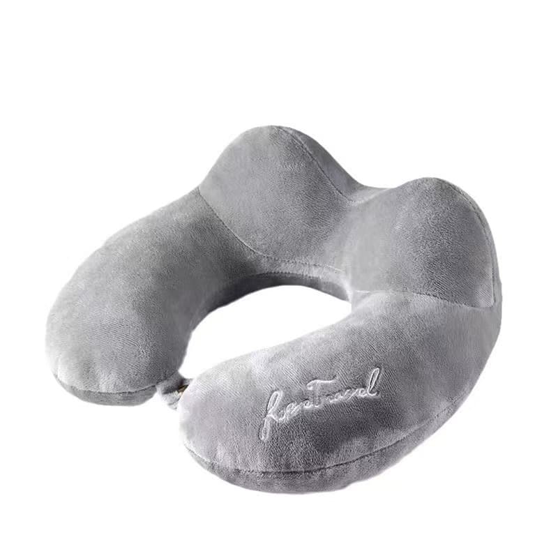 Embroidered Memory Foam U Shaped Neck Pillow Raised Side Support Travel Pillow For Airplane Car Office Nap