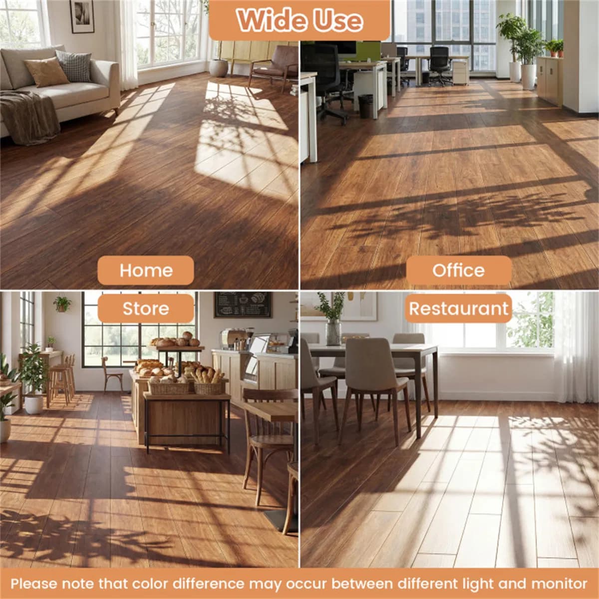 24-Pack Wood Look Vinyl Plank Flooring, 36 Sq.Ft Waterproof PVC Floor Tiles for Home