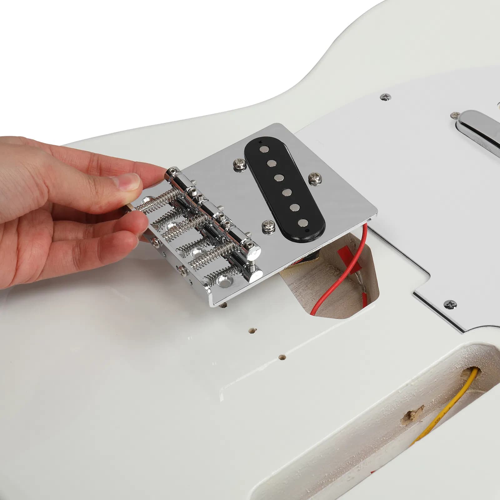 DIY 6 String TL Style Electric Guitar Kits with Mahogany Body, Maple Neck and Accessories White