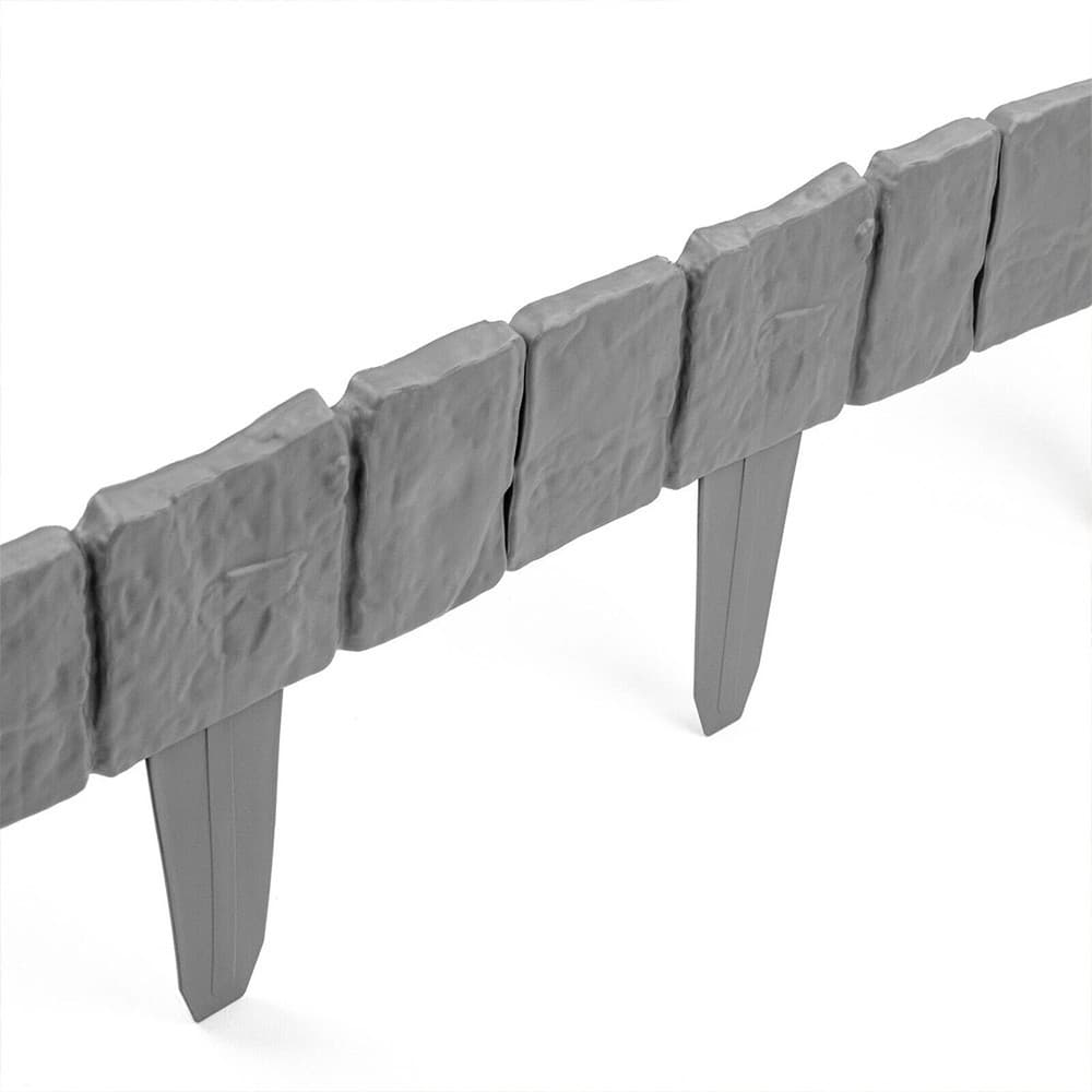 50 Pack Lawn Edging Cobbled Stone Effect Plastic Garden Edging Hammer In Grey