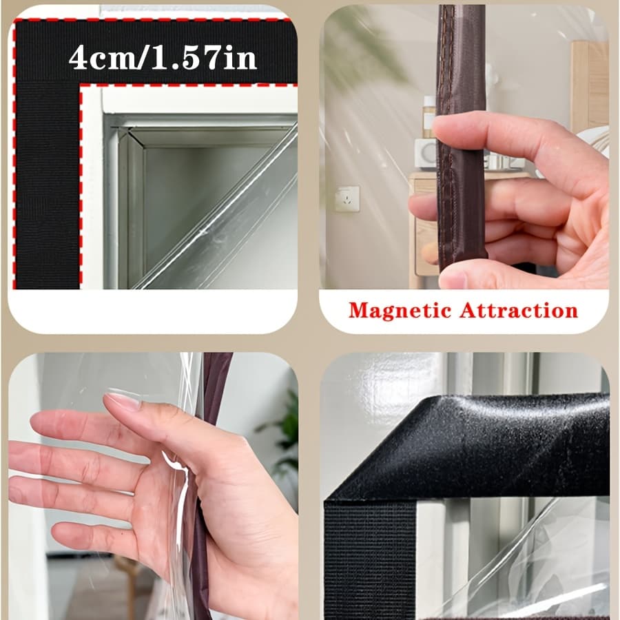 Magnetic Auto Close EVA Insulation Door Curtain, Summer Heat Block Windproof Anti Mosquito Pet Friendly Screen Curtain For Home Balcony