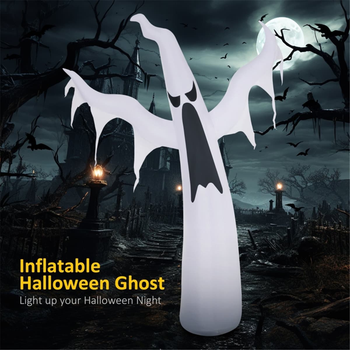 6FT Halloween Inflatable White Ghost With Built-in LED Lights Outdoor Lawn Yard Party Decor---Unavailable Platform-TikTok