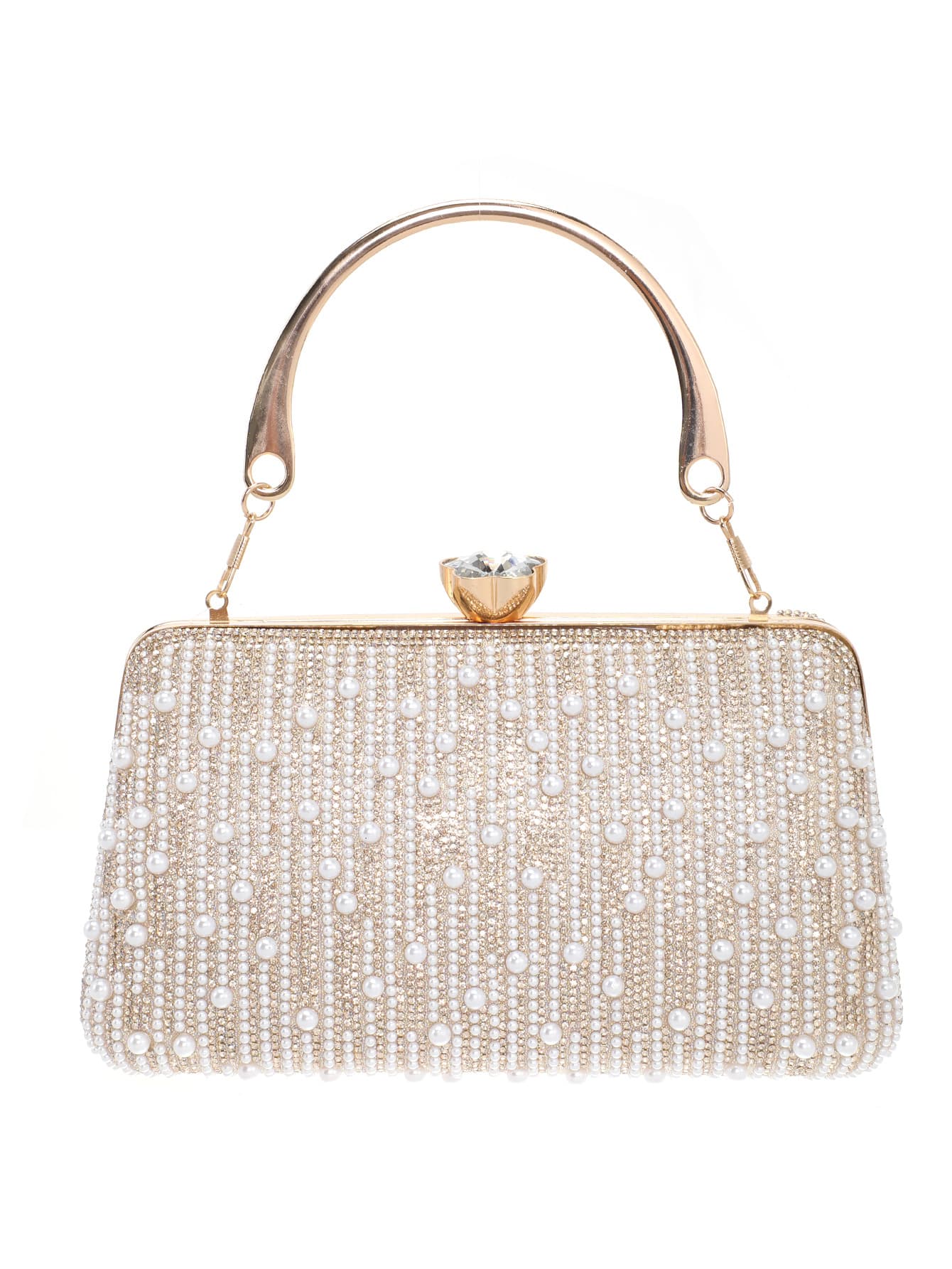 Women's Elegant Beaded Embroidered Evening Clutch Formal Gown Purse, Banquet Handbag, Fashion Shoulder Bag & Top-Handle Bag