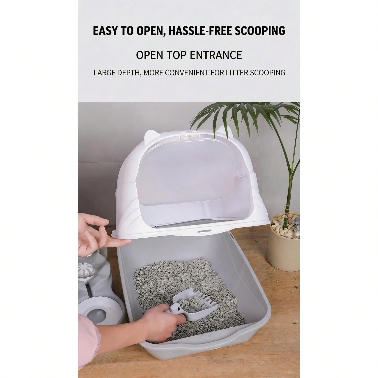 Fully Enclosed Cat Litter Box With Hood And Handle Durable With Flap On Front