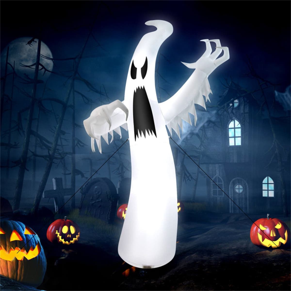 12FT Halloween Inflatable Scary Ghost With Built-in LED Lights, Blow Up Ghost Yard Decoration For Lawn Garden Party---Unavailable Platform-Temu&AMAZON&TikTok