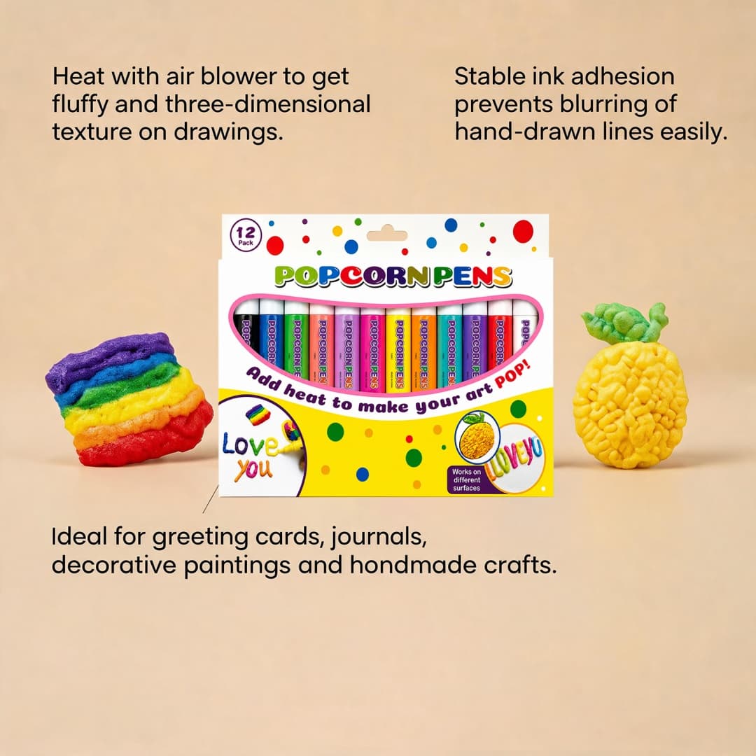 Popcorn Pen Set 12 Pieces Box