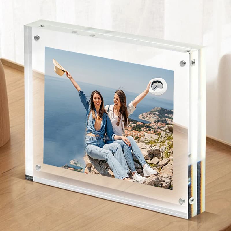 Acrylic Photo Frame Double Sided Photo Block For Display Transparent