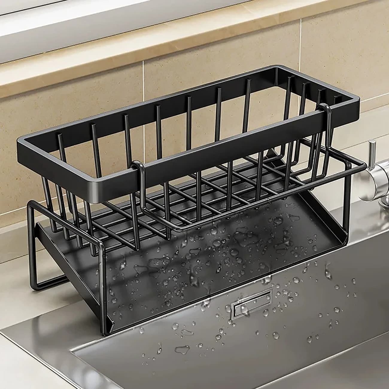 Sponge Holder For Kitchen Sink, Sink Organizer With Brush Holder Stainless Steel
