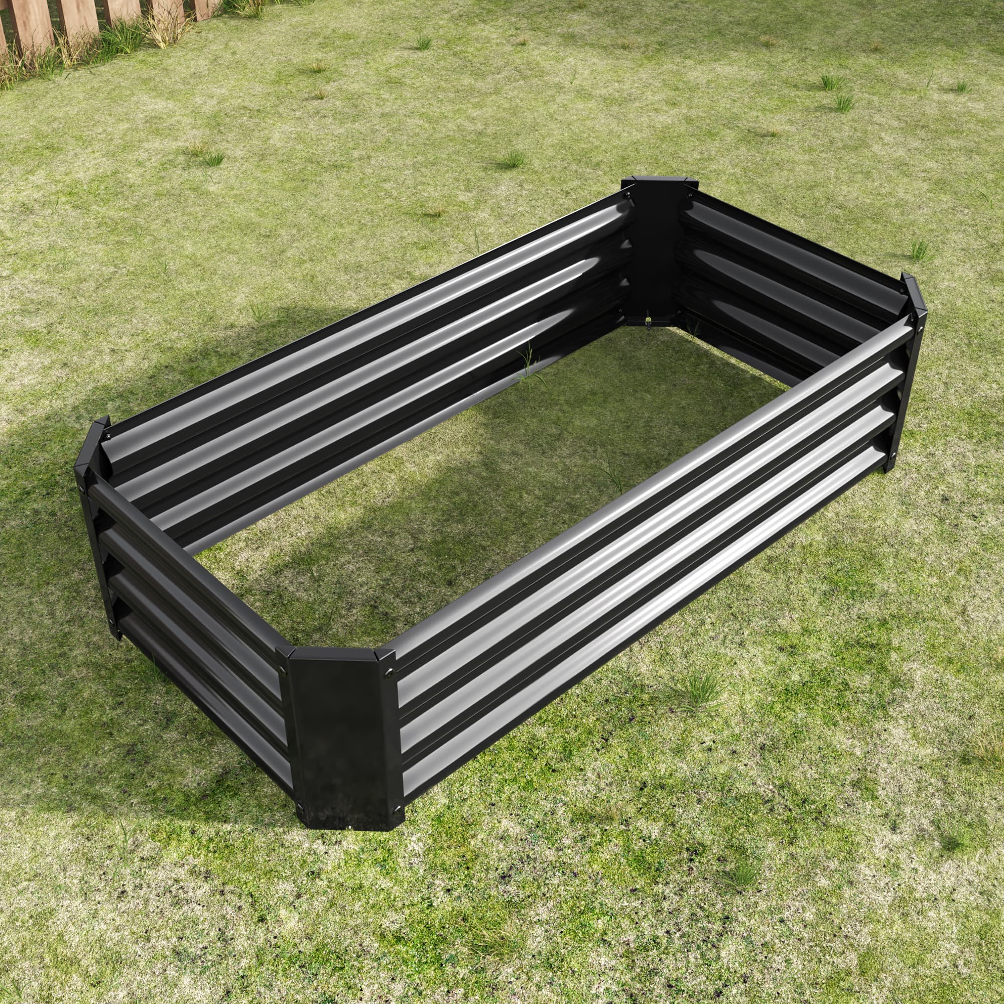 2PCS Black 4×2×1ft Metal Raised Garden Bed, Rectangle Raised Planter for Flowers Plants, Vegetables Herb
