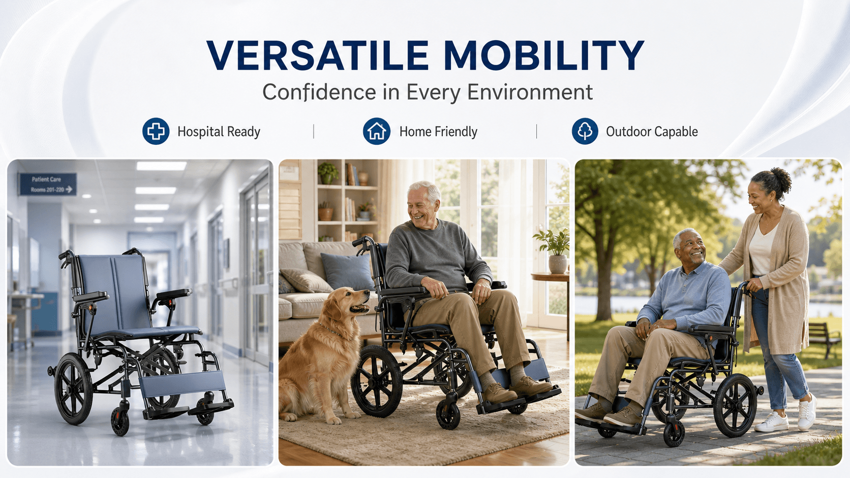 Adult Wheelchair, 20-inch Ergonomic Foldable Aluminum Transport Wheelchair with Flip-Up Armrests and Brakes