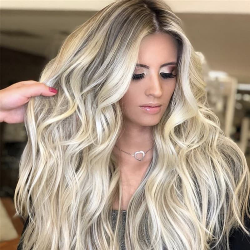 Big-wave Voluminous Synthetic Wig In Platinum Blonde