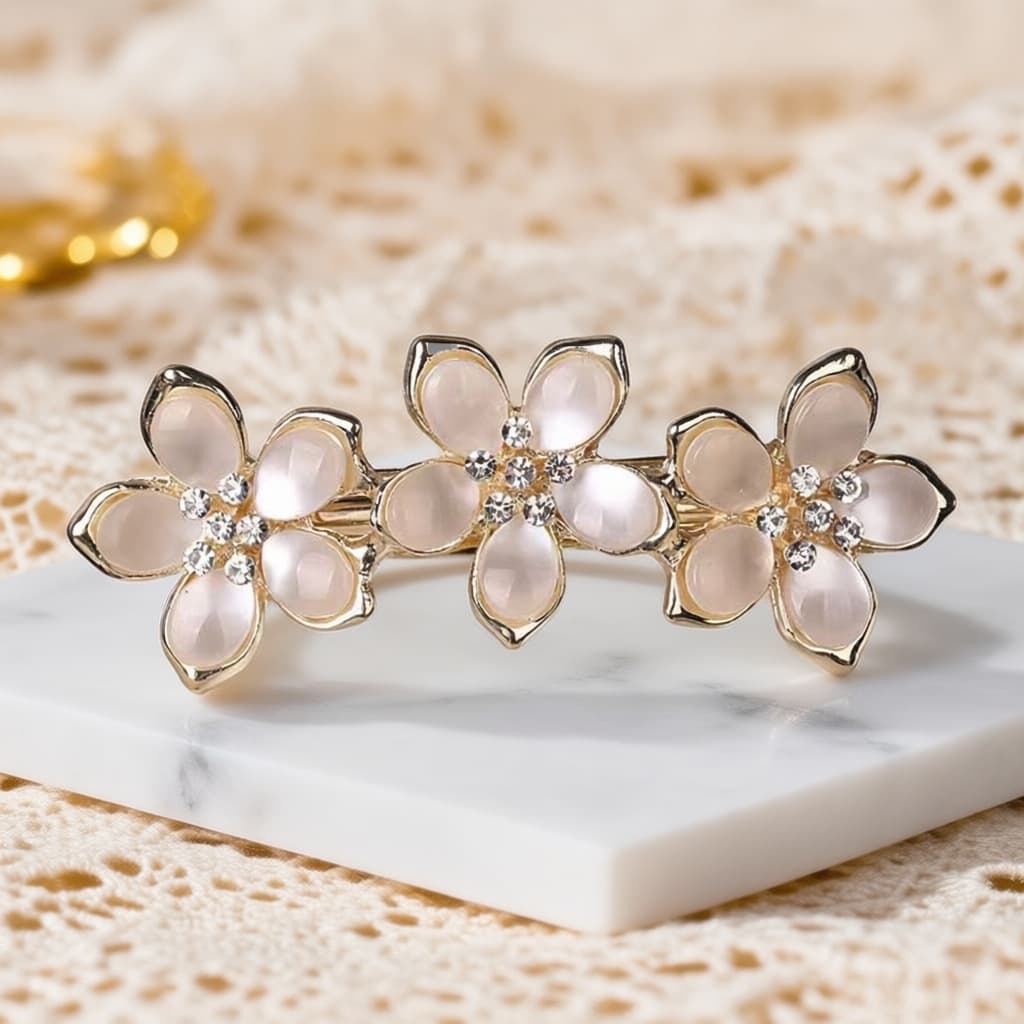 Korean-style Large And Small Spring Clips With Rhinestones