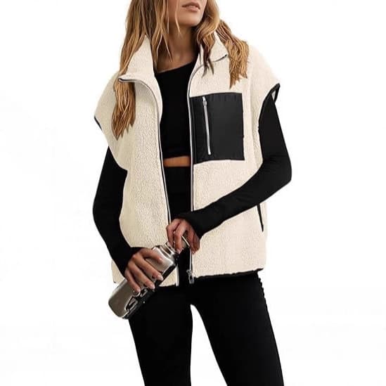 Women's Fleece Jacket Vest Sleeveless Top