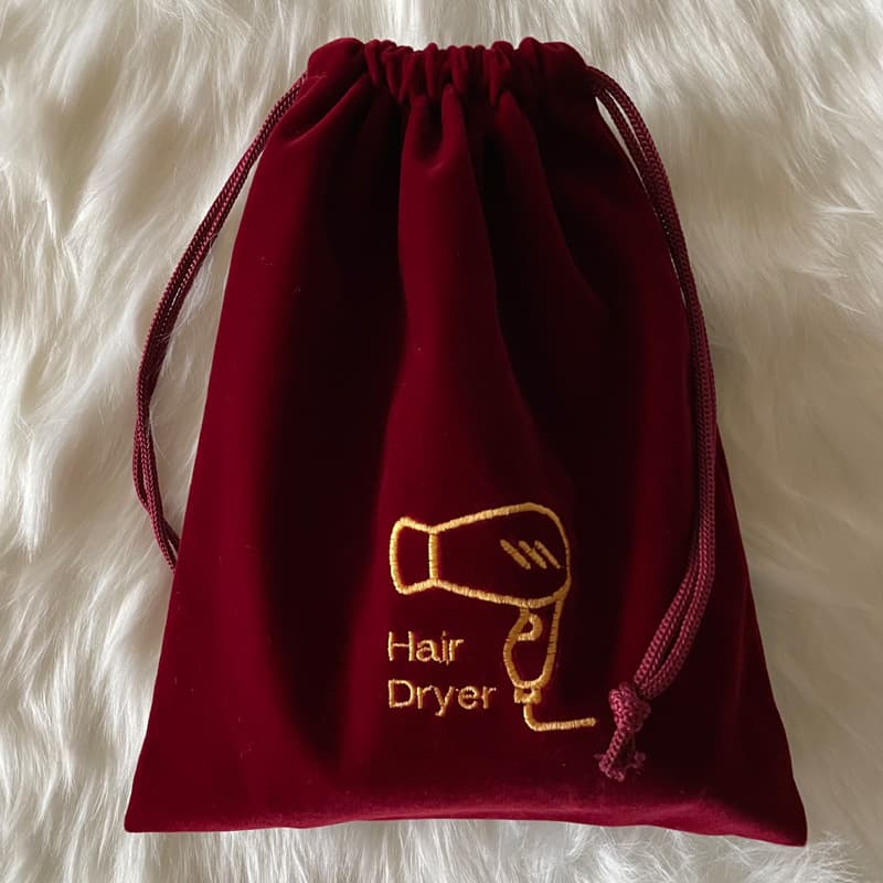 Home Hotel Flocked Fabric Hair Dryer Storage Bag