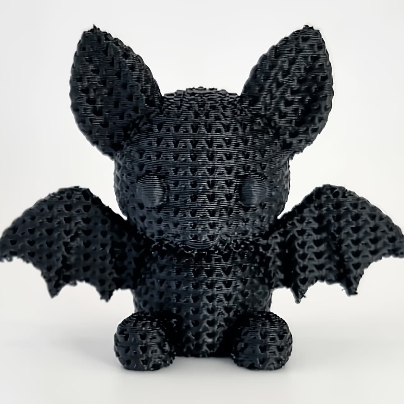 Knitted-texture Table Sculpture Black Crochet-style Bat Statue
