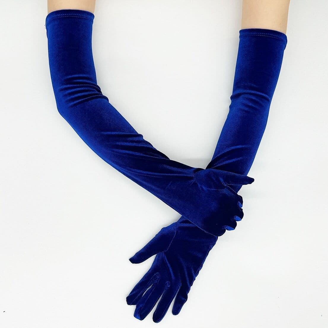 Velvet Formal Evening Gown With Warm Long Gloves