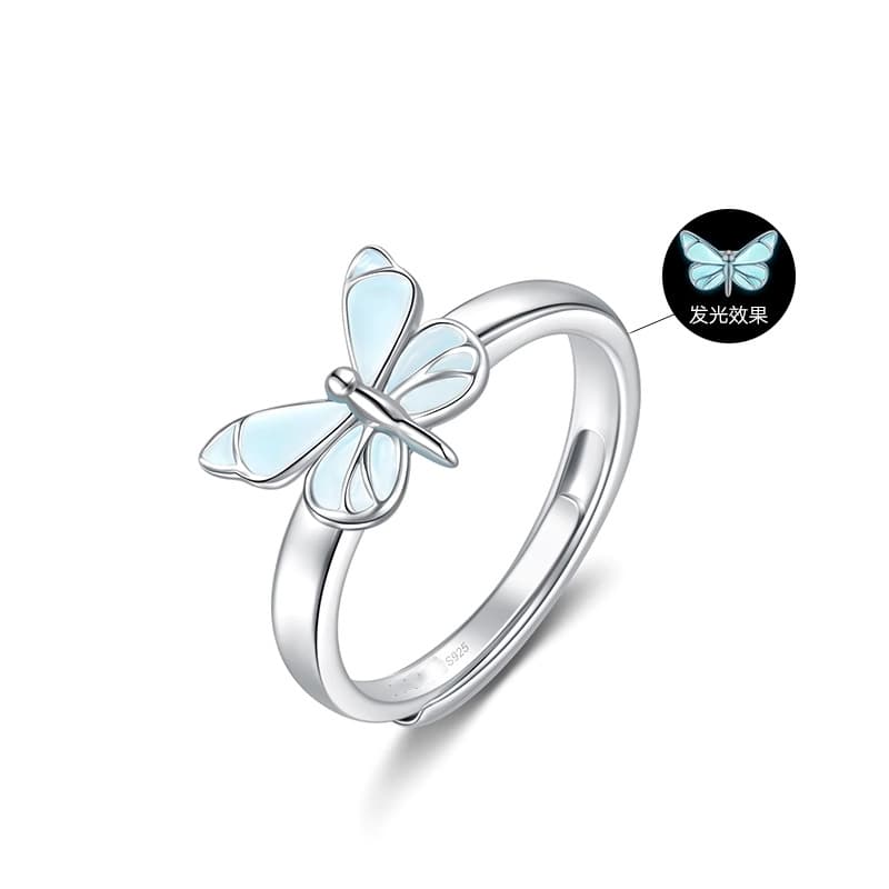 S925 Sterling Silver Butterfly Light Necklace For Women, Niche Design With Glowing Enamel
