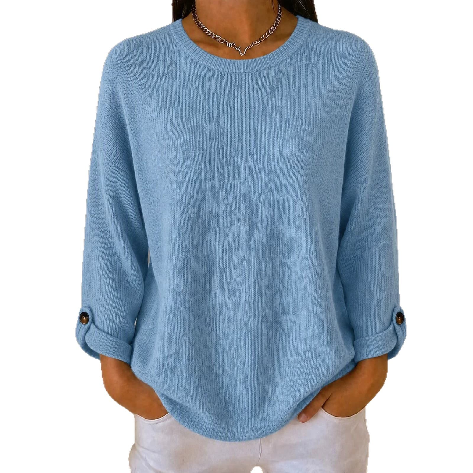New-style Knitted Pullover With A Crew Neck Casual Top