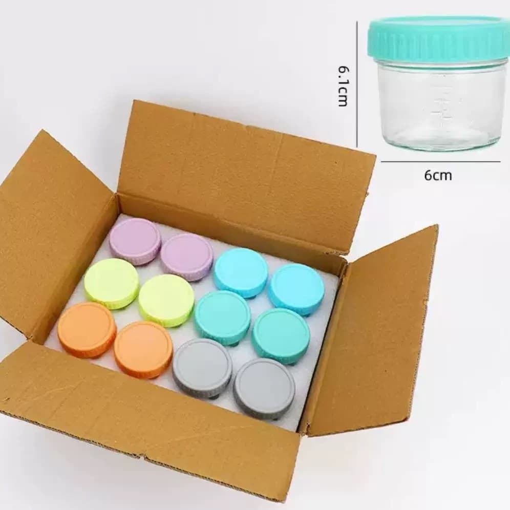 12-piece 4-oz Glass Baby Food Storage Jars With Graduated Airtight Lids