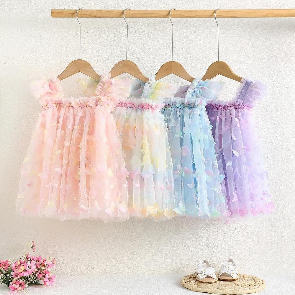 New Arrival Girls Butterfly Tulle Strapless Princess Dress