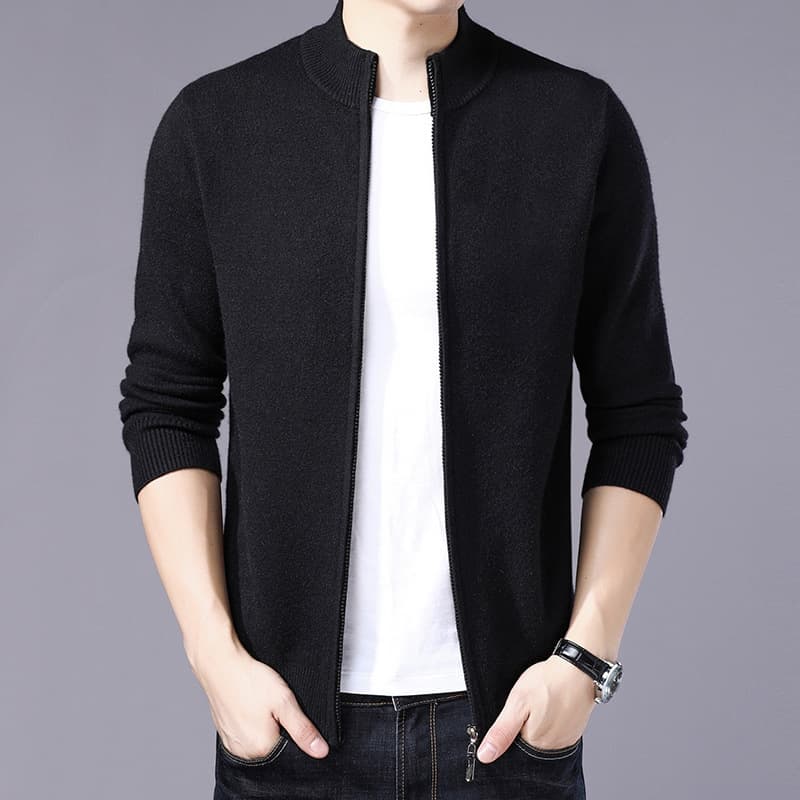 Mens Thickened Warm Solid-color Sweater