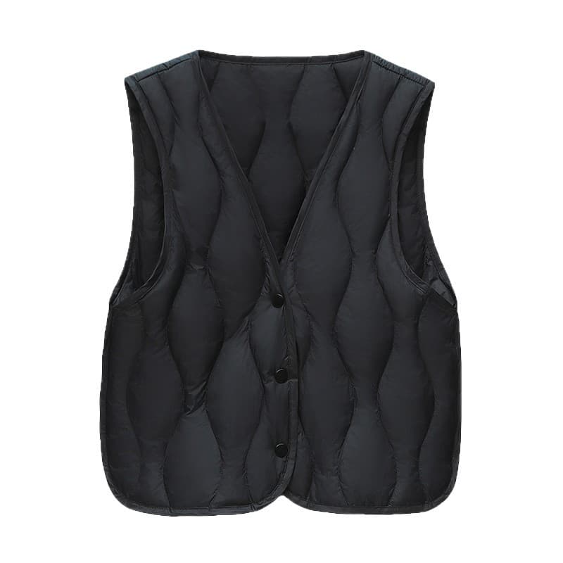 Women's Short Quilted Cotton Vest - Warm Sleeveless Puffer Gilet For Autumn Winter Layering