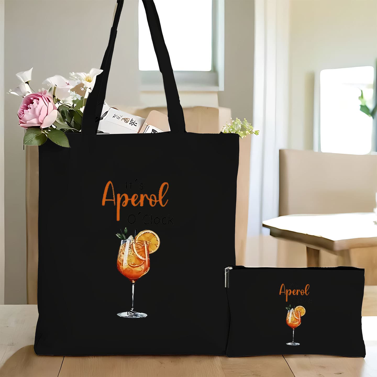 Canvas Tote Bag With Wine Glass Print Reusable Shoulder Shopping Bag For Women, Customizable Design Casual Daily Use