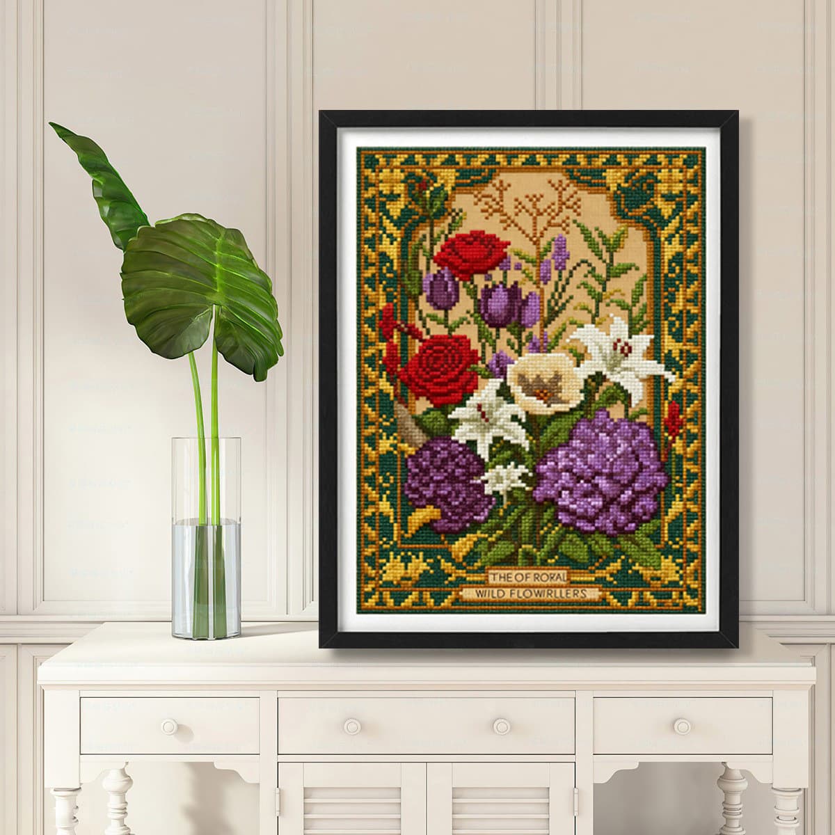 Retro-style Floral And Plant Full-embroidery Living Room Decorative Painting